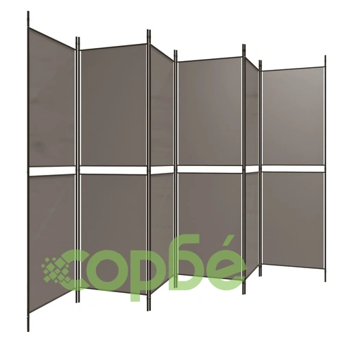 Параван за стая, 6 панела, антрацит, 300x220 cм, текстил ➤ топ цена ➤ sorbe.bg