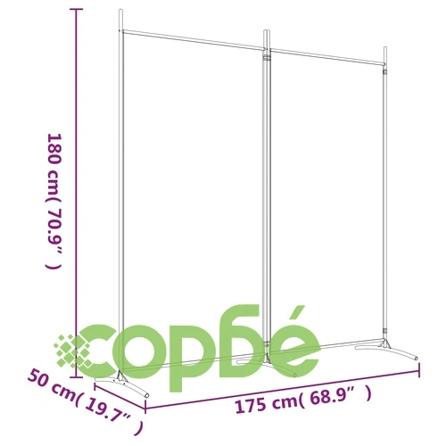 Параван за стая, 2 панела, кафяв, 175x180 см, плат ➤ топ цена ➤ sorbe.bg
