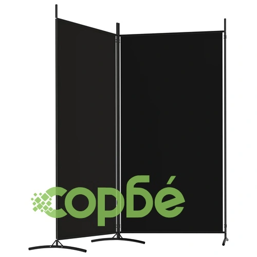 Параван за стая, 2 панела, черен, 175x180 cм, плат ➤ топ цена ➤ sorbe.bg