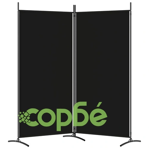 Параван за стая, 2 панела, черен, 175x180 cм, плат ➤ топ цена ➤ sorbe.bg