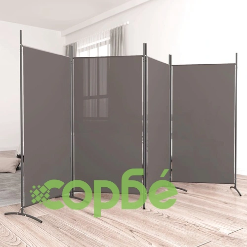 Параван за стая, 4 панела, антрацит, 346x180 cм, текстил ➤ топ цена ➤ sorbe.bg