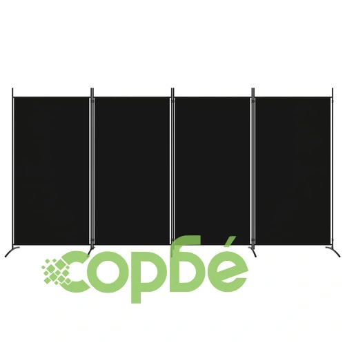 Параван за стая, черно, 4 панела, 346x180 см, плат ➤ топ цена ➤ sorbe.bg