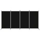Параван за стая, черно, 4 панела, 346x180 см, плат