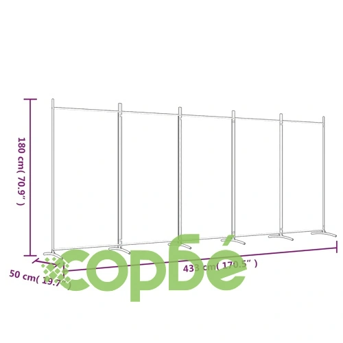 Параван за стая, 6 панела, антрацит, 433x180 cм, тексти5 ➤ топ цена ➤ sorbe.bg