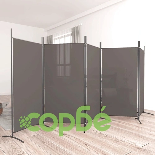 Параван за стая, 6 панела, антрацит, 433x180 cм, тексти5 ➤ топ цена ➤ sorbe.bg