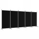 Параван за стая, 5 панела, черен, 433x180 см, плат