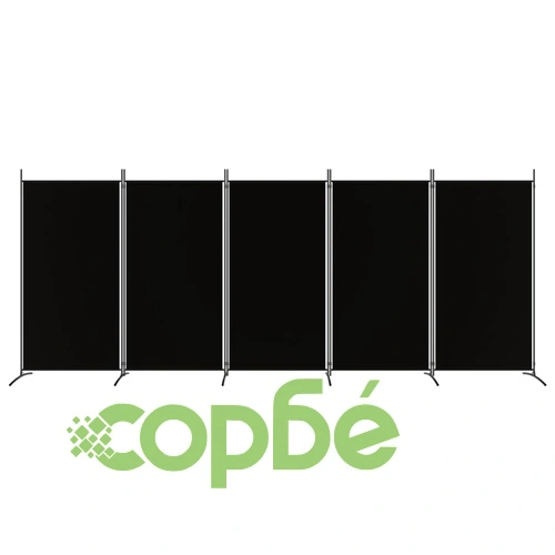 Параван за стая, 5 панела, черен, 433x180 см, плат ➤ топ цена ➤ sorbe.bg