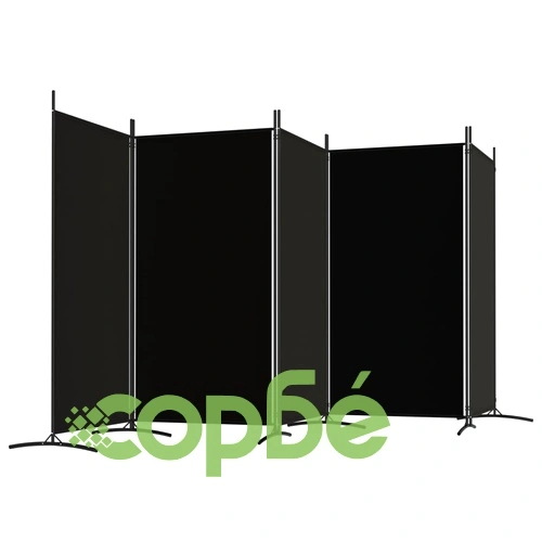 Параван за стая, 5 панела, черен, 433x180 см, плат ➤ топ цена ➤ sorbe.bg