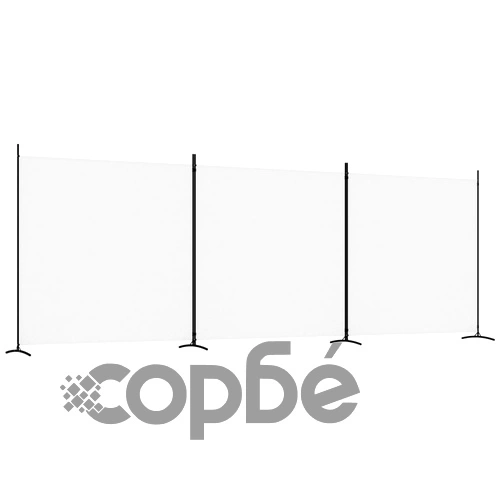 Параван за стая, бял, 3 панела, 525x180 см, плат ➤ топ цена ➤ sorbe.bg