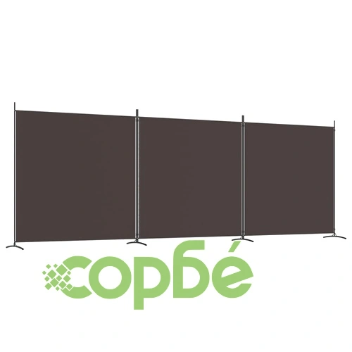 Параван за стая, 3 панела, кафяв, 525x180 см, плат ➤ топ цена ➤ sorbe.bg