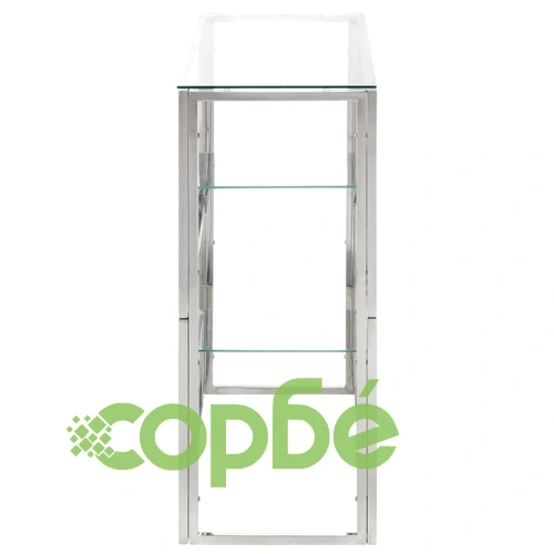 Конзолна маса, сребриста, неръждаема стомана и закалено стъкло ➤ топ цена ➤ sorbe.bg