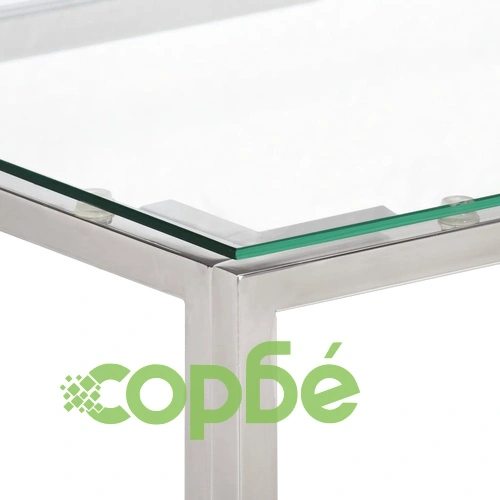 Конзолна маса, сребриста, неръждаема стомана и закалено стъкло ➤ топ цена ➤ sorbe.bg