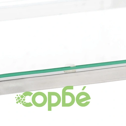 Конзолна маса, сребриста, неръждаема стомана и закалено стъкло ➤ топ цена ➤ sorbe.bg