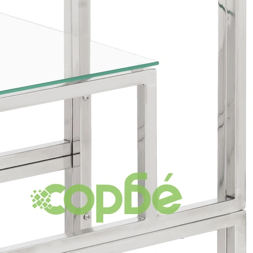 Конзолна маса, сребриста, неръждаема стомана и закалено стъкло ➤ топ цена ➤ sorbe.bg