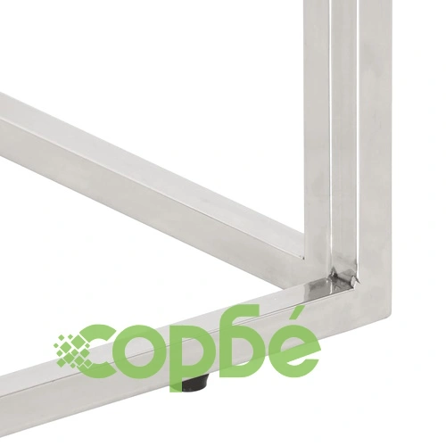 Конзолна маса, сребриста, неръждаема стомана и закалено стъкло ➤ топ цена ➤ sorbe.bg