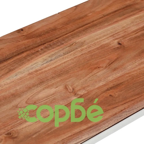 Конзолна маса, сребриста, неръждаема стомана и дърво масив ➤ топ цена ➤ sorbe.bg