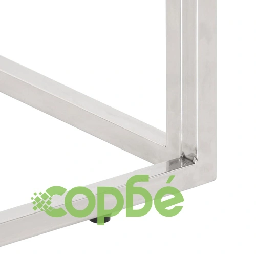 Конзолна маса, сребриста, неръждаема стомана и дърво масив ➤ топ цена ➤ sorbe.bg