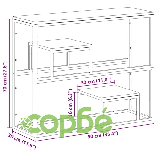 Конзолна маса, сребриста, неръждаема стомана и дърво масив ➤ топ цена ➤ sorbe.bg