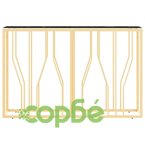 Конзолна маса златиста 110x30x70 см неръждаема стомана и стъкло ➤ топ цена ➤ sorbe.bg