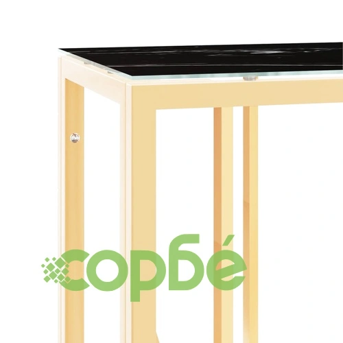 Конзолна маса златиста 110x30x70 см неръждаема стомана и стъкло ➤ топ цена ➤ sorbe.bg