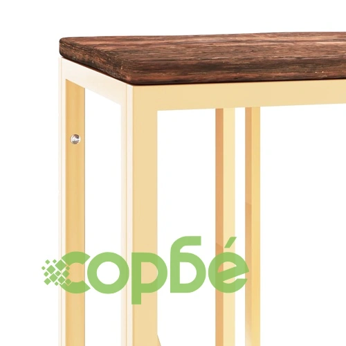 Конзолна маса, златиста, инокс и регенерирано дърво ➤ топ цена ➤ sorbe.bg