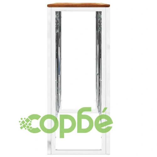 Конзолна маса, сребриста, неръждаема стомана и дърво масив ➤ топ цена ➤ sorbe.bg