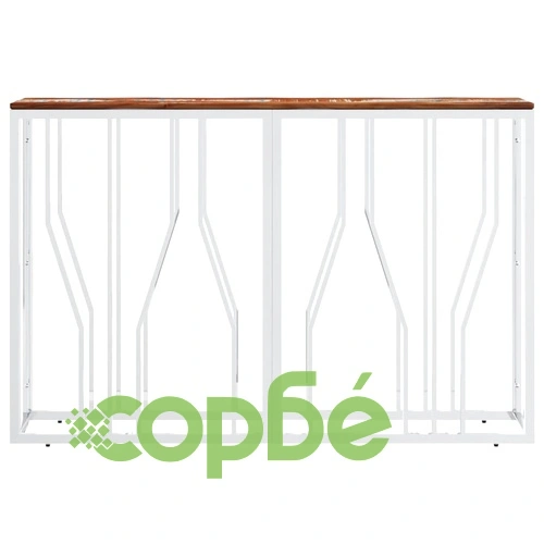 Конзолна маса сребриста неръждаема стомана и регенерирано дърво ➤ топ цена ➤ sorbe.bg