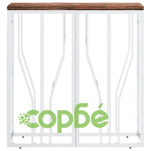 Конзолна маса сребриста неръждаема стомана и регенерирано дърво ➤ топ цена ➤ sorbe.bg