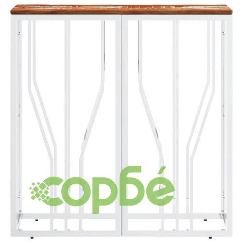 Конзолна маса сребриста неръждаема стомана и регенерирано дърво ➤ топ цена ➤ sorbe.bg