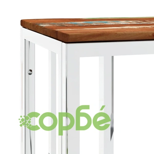 Конзолна маса сребриста неръждаема стомана и регенерирано дърво ➤ топ цена ➤ sorbe.bg