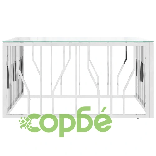 Маса за кафе 80x80x40 cм неръждаема стомана и стъкло ➤ топ цена ➤ sorbe.bg