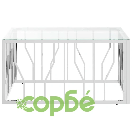 Маса за кафе 80x80x40 cм неръждаема стомана и стъкло ➤ топ цена ➤ sorbe.bg