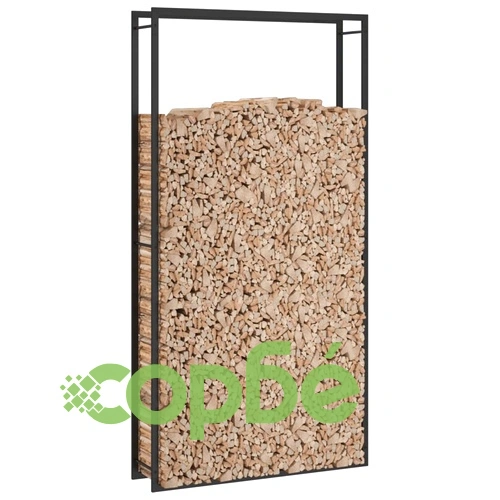 Стойка за дърва за огрев, черен мат, 110x28x214 см, стомана ➤ топ цена ➤ sorbe.bg