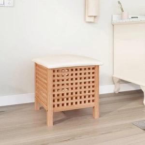 Табуретка за баня, 48x47,5x52 см, орехово дърво масив