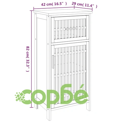 Шкаф за баня, 42x29x82 см, орехово дърво масив ➤ топ цена ➤ sorbe.bg