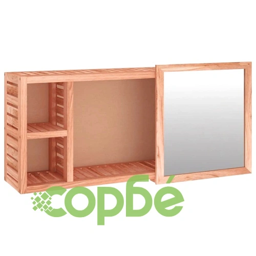 Шкаф с огледало 80x17x34 см орехово дърво масив ➤ топ цена ➤ sorbe.bg