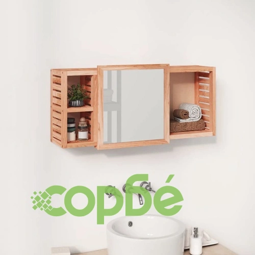Шкаф с огледало 80x17x34 см орехово дърво масив ➤ топ цена ➤ sorbe.bg