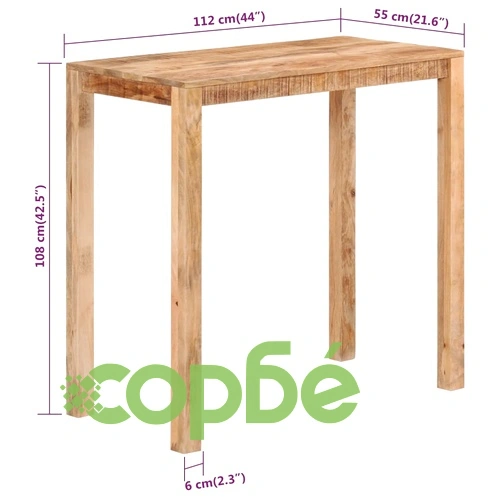 Бар маса, 112x55x108 см, мангово дърво масив ➤ топ цена ➤ sorbe.bg