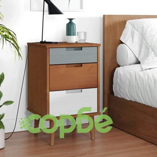 Нощно шкафче MOLDE, кафяво, 40x35x65 см, борово дърво масив ➤ топ цена ➤ sorbe.bg