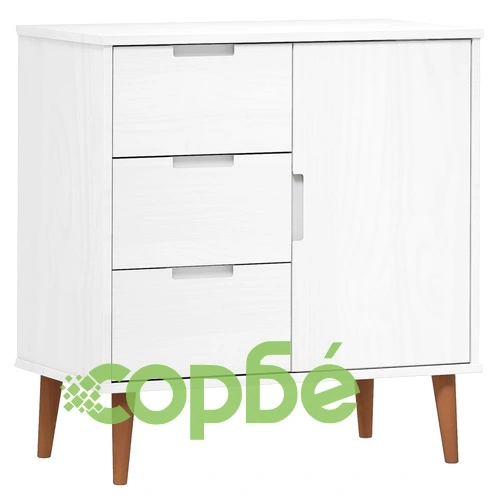 Сайдборд MOLDE бял 76,5x40x80 см бор масив ➤ топ цена ➤ sorbe.bg