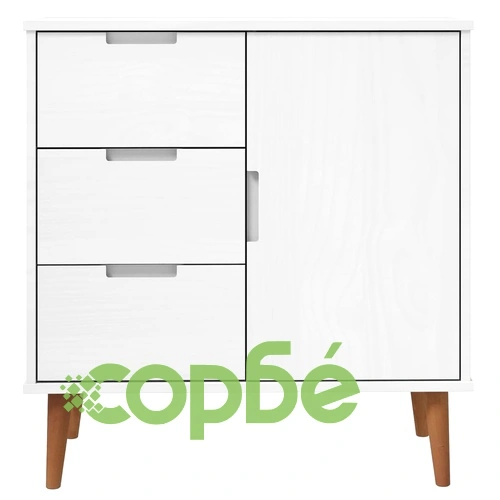 Сайдборд MOLDE бял 76,5x40x80 см бор масив ➤ топ цена ➤ sorbe.bg