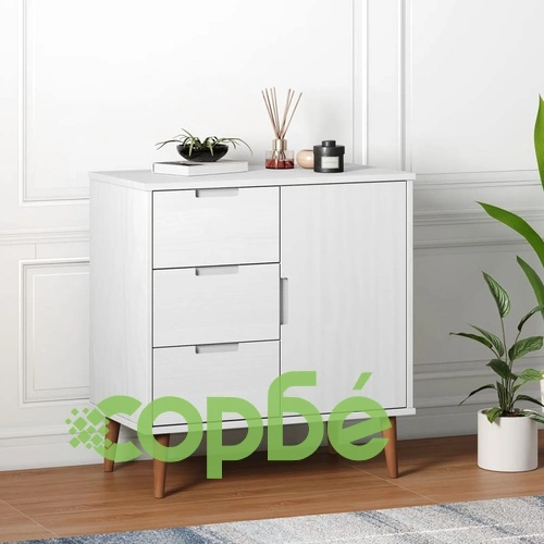 Сайдборд MOLDE бял 76,5x40x80 см бор масив ➤ топ цена ➤ sorbe.bg