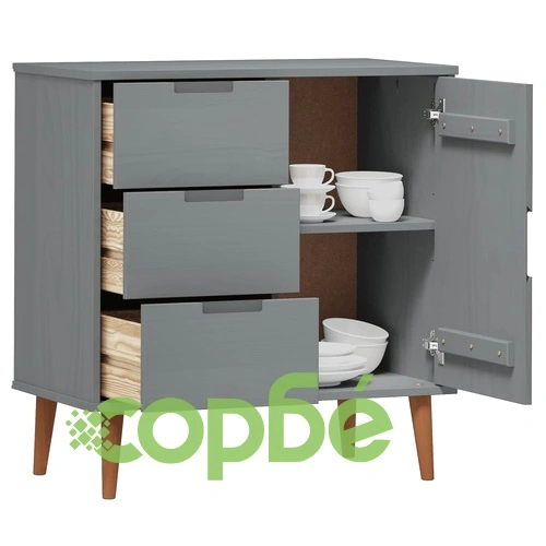 Сайдборд MOLDE сив 76,5x40x80 см бор масив ➤ топ цена ➤ sorbe.bg