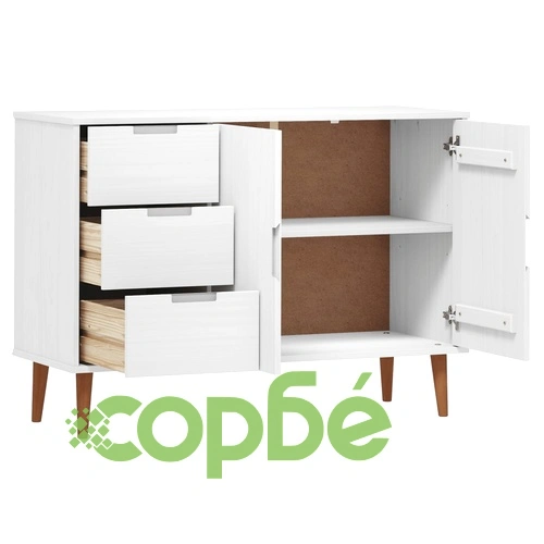 Сайдборд MOLDE бял 113x40x80 см бор масив ➤ топ цена ➤ sorbe.bg