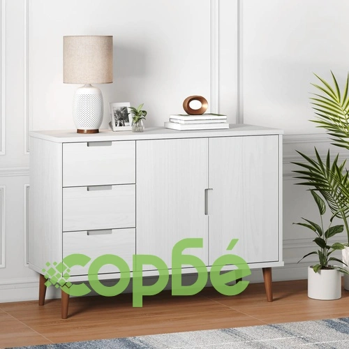 Сайдборд MOLDE бял 113x40x80 см бор масив ➤ топ цена ➤ sorbe.bg