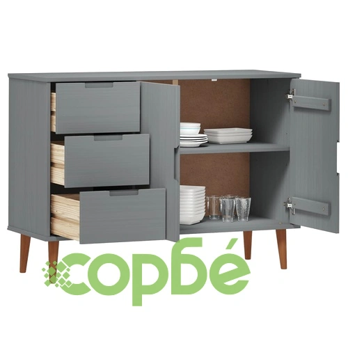 Сайдборд MOLDE сив 113x40x80 см бор масив ➤ топ цена ➤ sorbe.bg