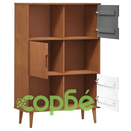 Етажерка за книги MOLDE, кафява, 90x35x133,5 см, бор масив ➤ топ цена ➤ sorbe.bg
