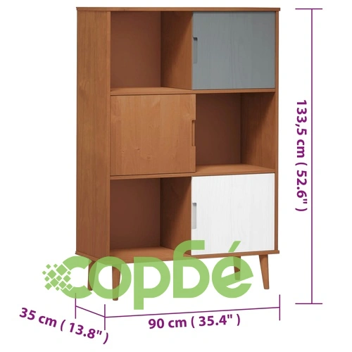 Етажерка за книги MOLDE, кафява, 90x35x133,5 см, бор масив ➤ топ цена ➤ sorbe.bg