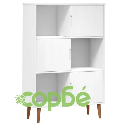 Етажерка за книги MOLDE бял 90x35x133,5 см масивно дърво бор ➤ топ цена ➤ sorbe.bg