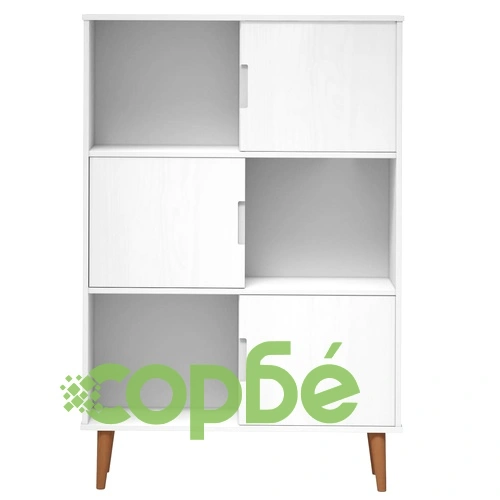 Етажерка за книги MOLDE бял 90x35x133,5 см масивно дърво бор ➤ топ цена ➤ sorbe.bg